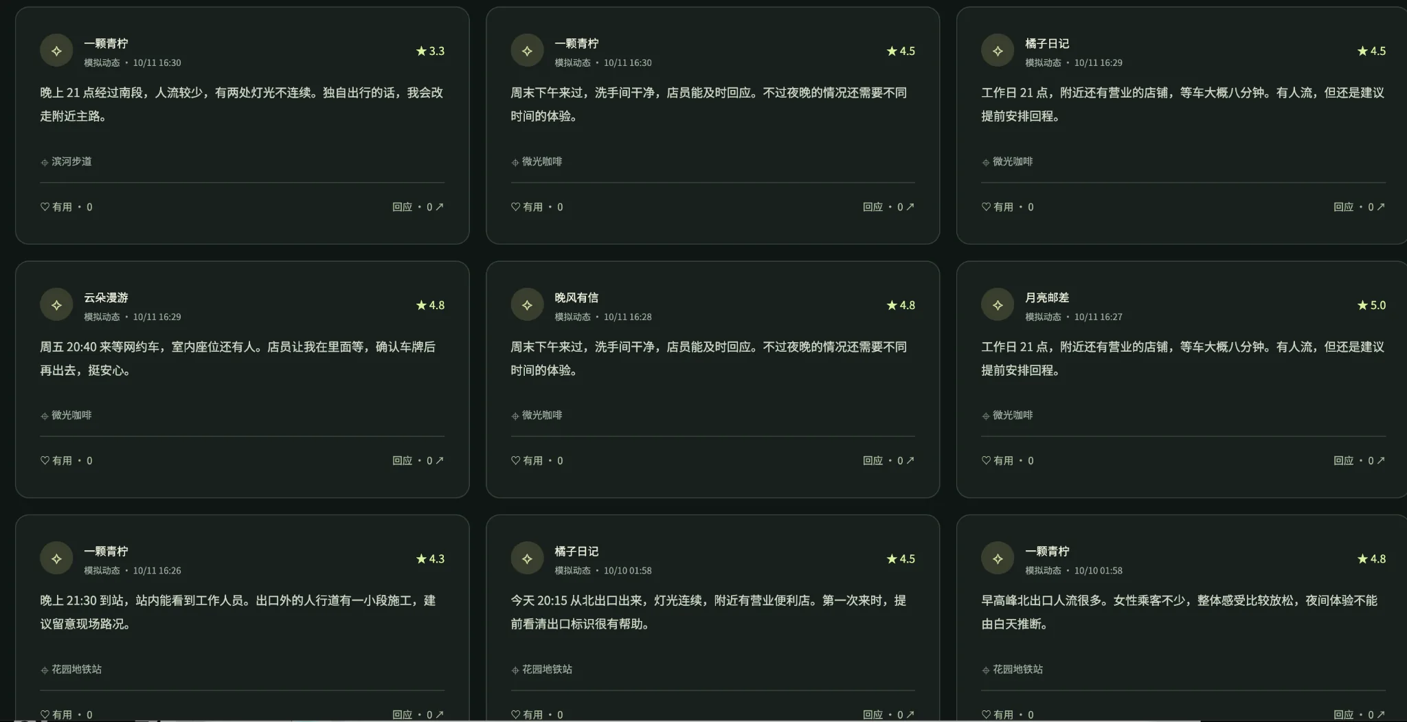 HerSafety 用户风险上报、社区评分与评论互动界面
