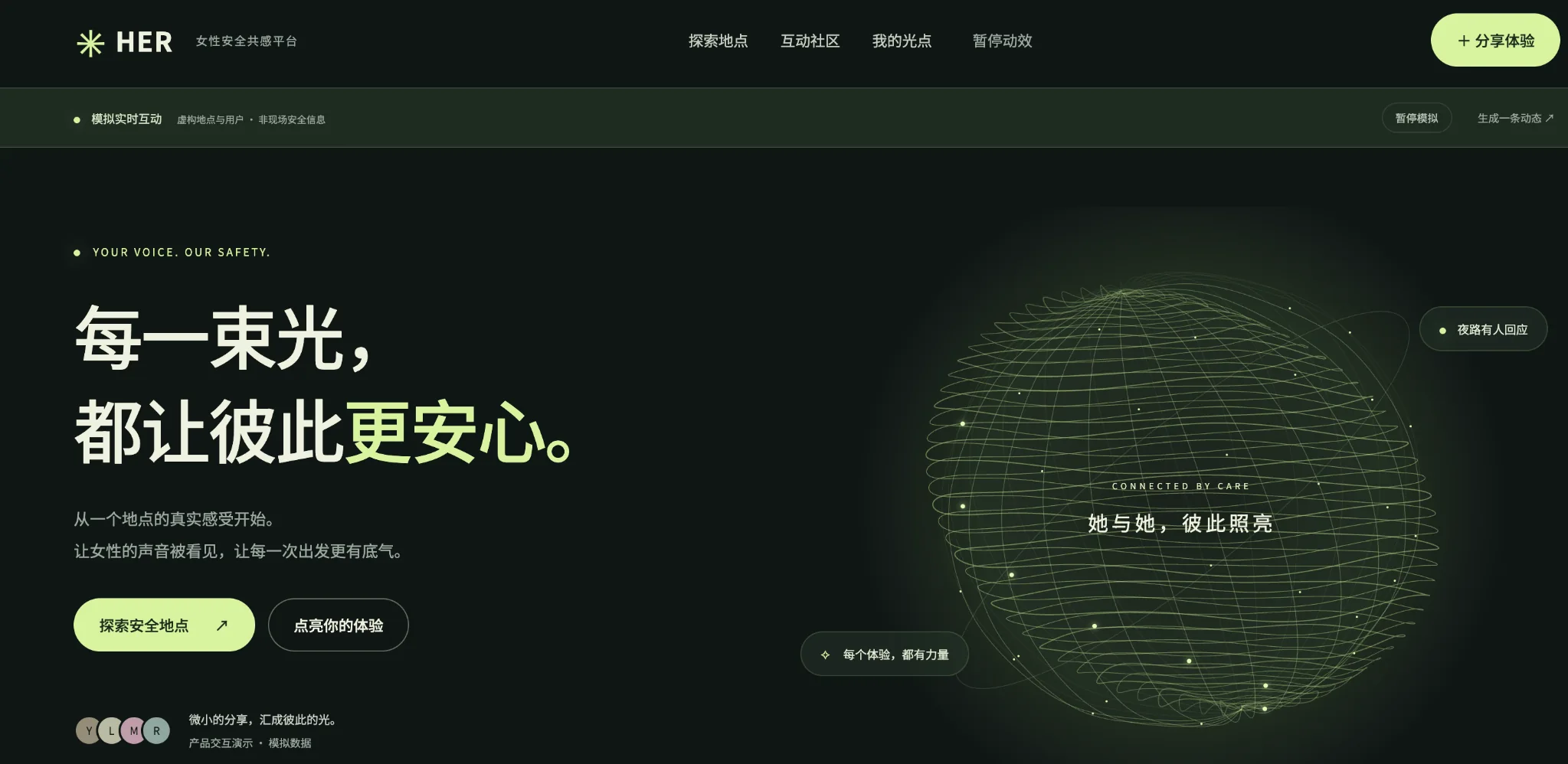 HerSafety 女性安全平台首页预览